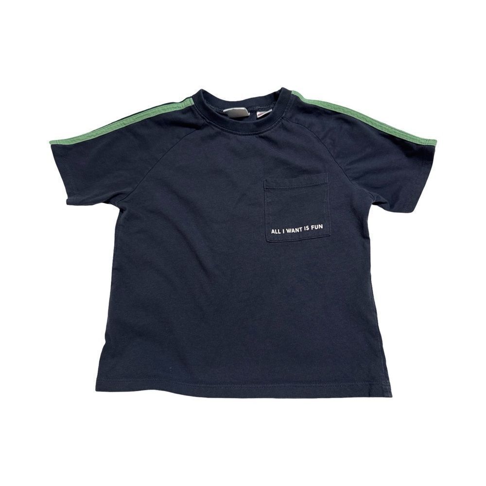 Zara Navy and Green T-Shirt